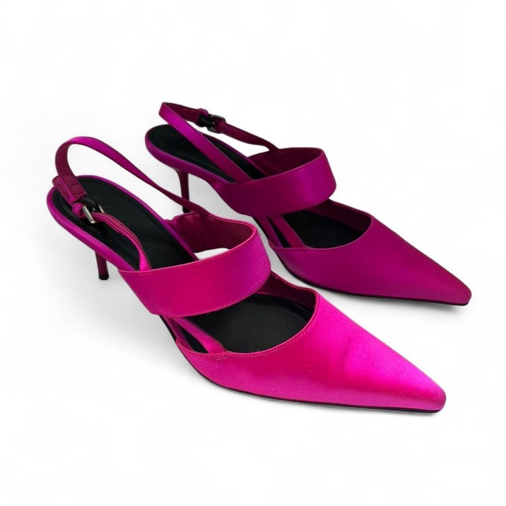 Jigsaw London Satin Kitten Heel Slingbacks